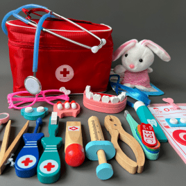 Сюжетно — ролевой набор доктора в сумке с мягкой игрушкой «Врач скорой помощи» 
